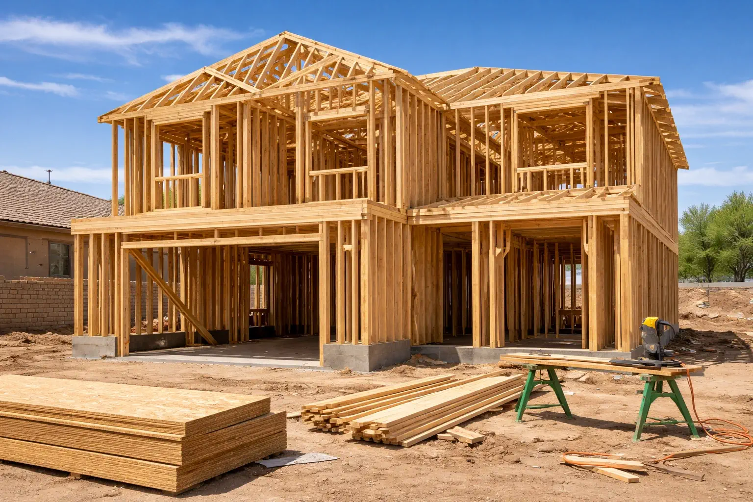 New home framing project by Nominal Builders